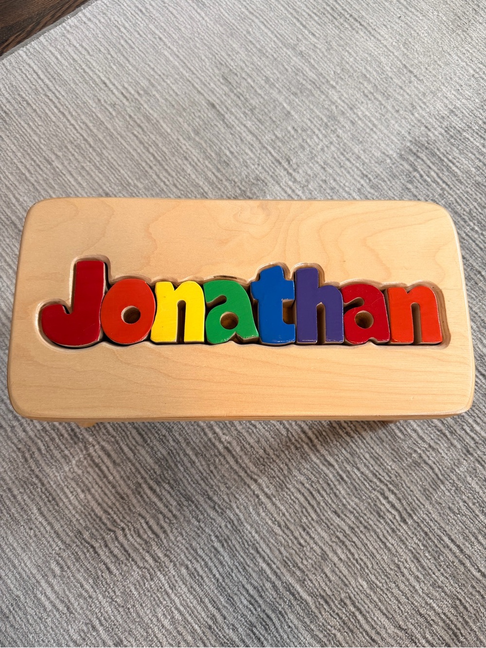 Personalized 'Jonathan' Wooden Name Puzzle Step-stool - Multicolor
